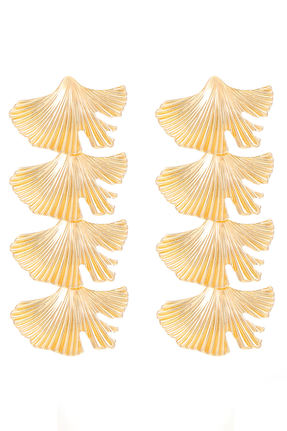 Metallic Sheen Ginkgo Leaf Shaped Fashionable Dangle Earrings