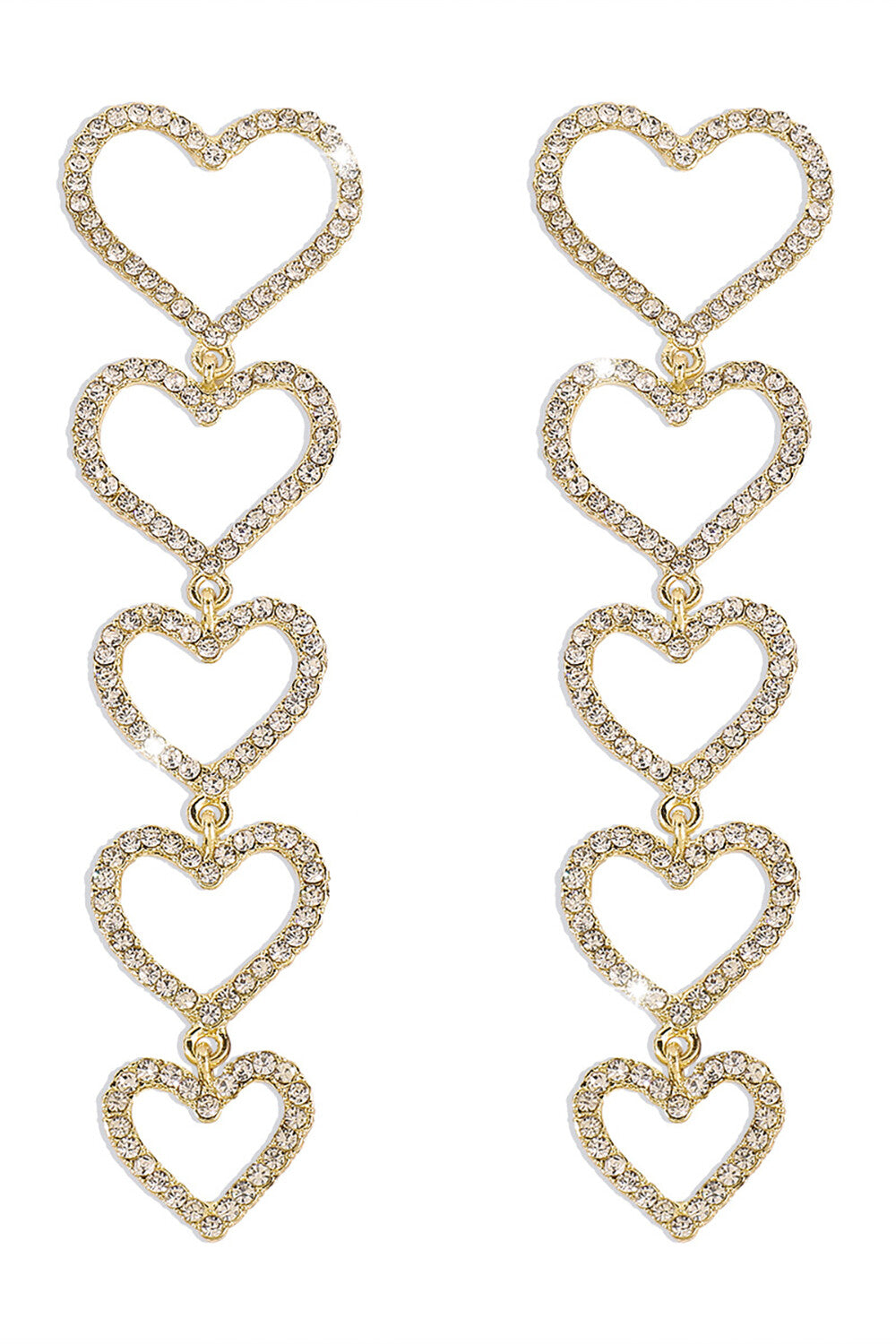Hearts Pendants Rhinestone Decor Fashionable Dangle Earrings