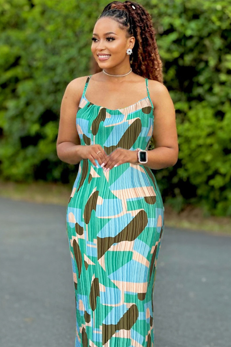 Floral Print Bodycon Vacation Slip Maxi Dresses-Pink