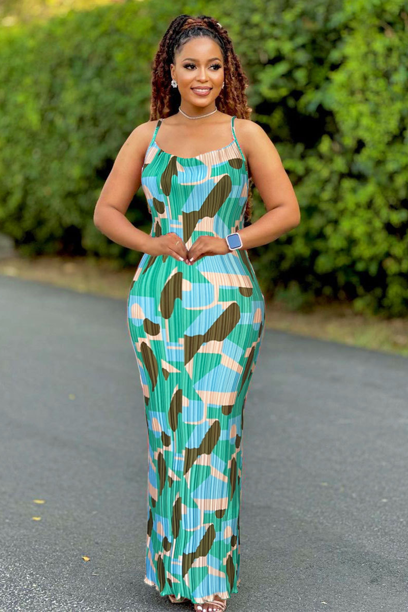 Floral Print Bodycon Vacation Slip Maxi Dresses-Pink