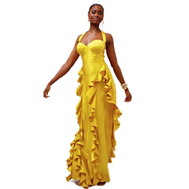 Tube Top Dress Long Dress for Women Slim Fit Ruffled Dress Women's Clothing