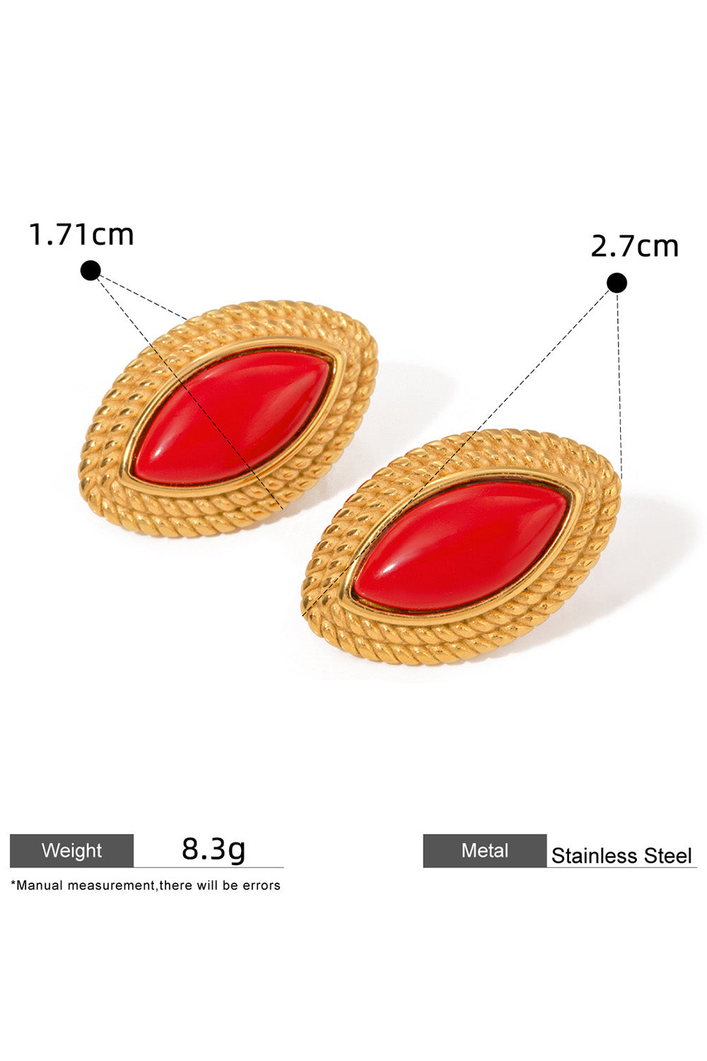 Alloy Spiral Trim Fashionable Oval Stud Earrings