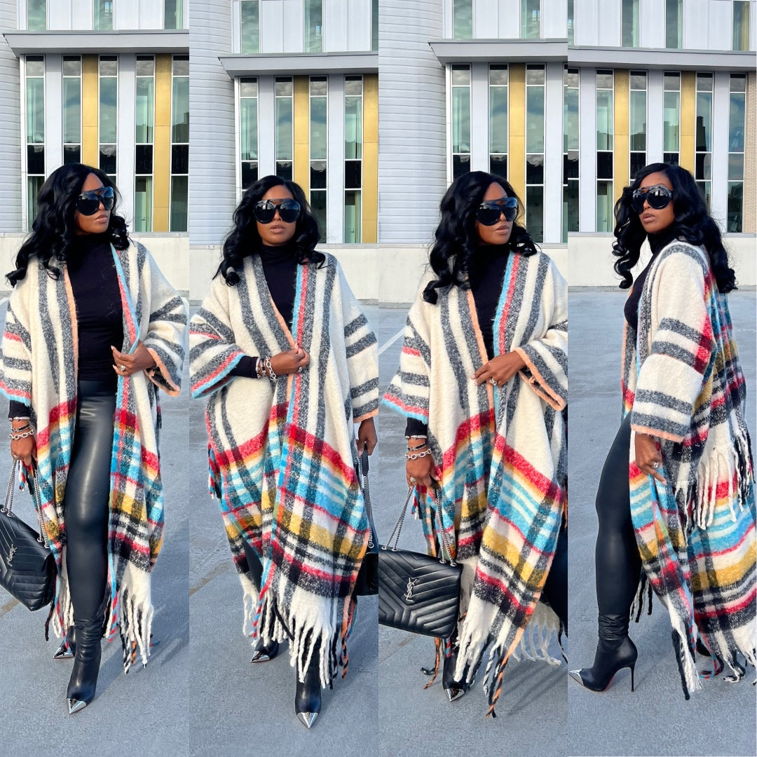 Rich Auntie Winter Open Front Long Kimono