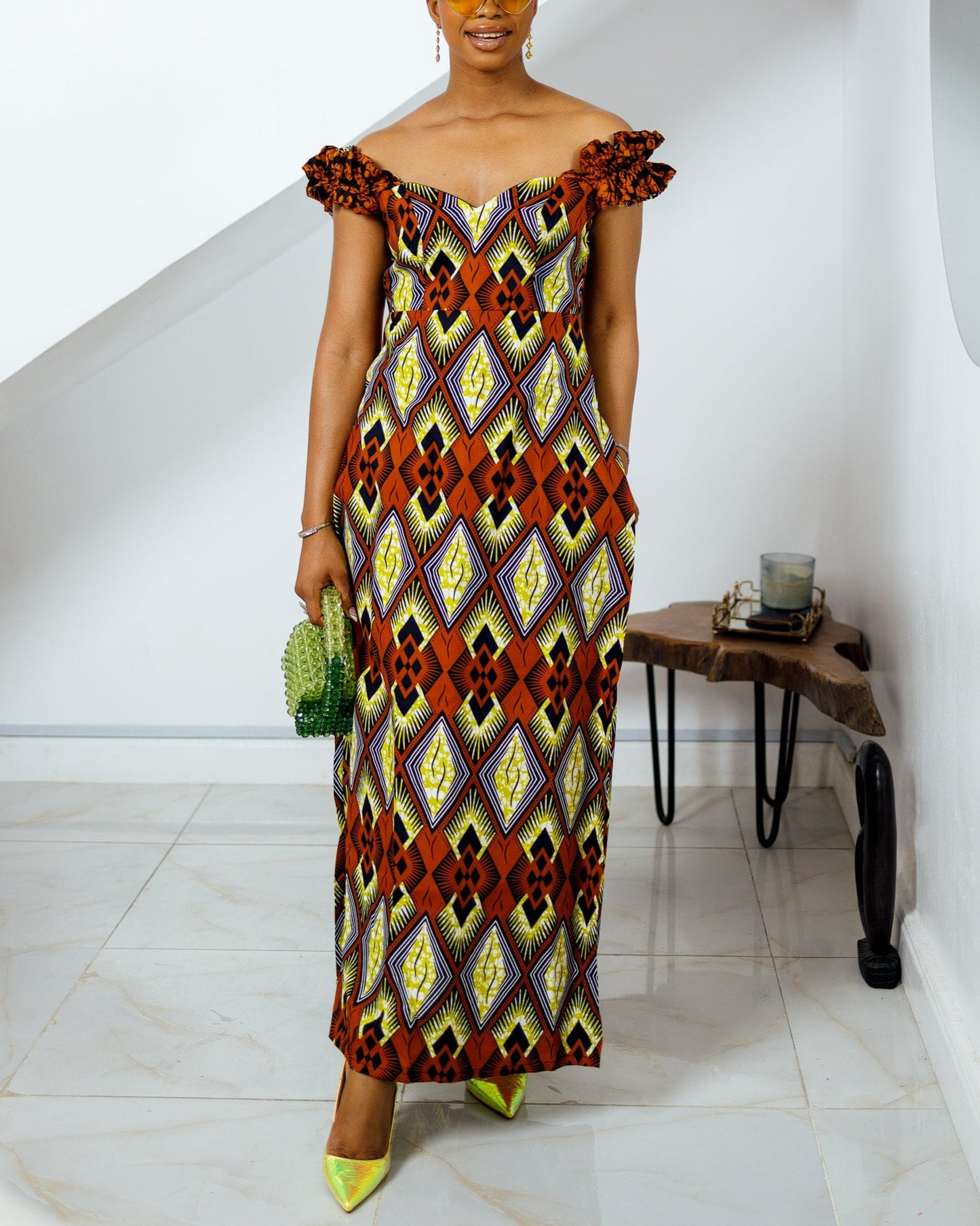 Women's Casual Print Kaftan Maxi Dress & shorts Two-Piece Set