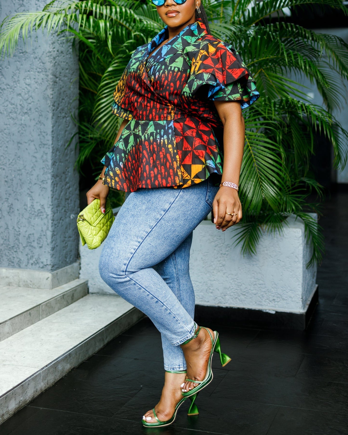 Women's Casual Print Wrap top