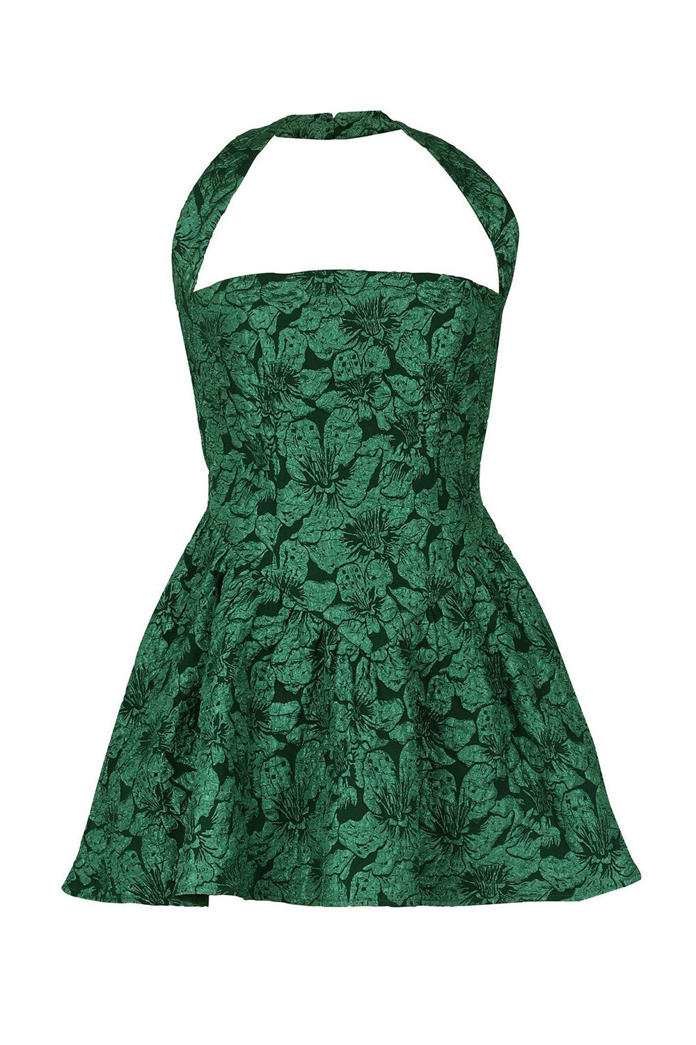 Floral Pattern Cinch Waist Halter Neck Mini Dresses