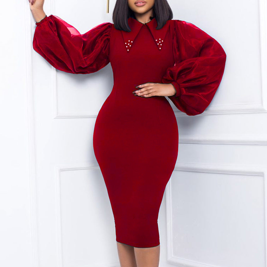 Mesh Stitching Commute Pencil Skirt Dress
