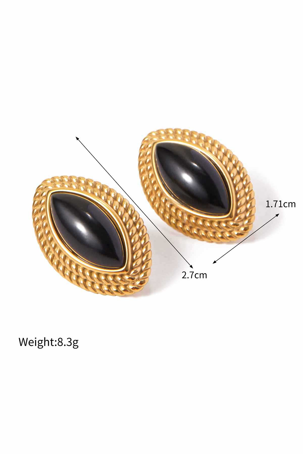 Alloy Spiral Trim Fashionable Oval Stud Earrings