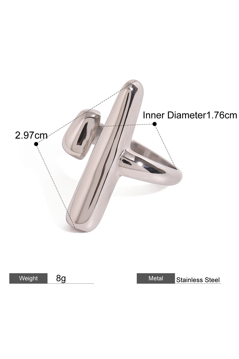 Metallic Sheen Fashionable Asymmetric Open Rings
