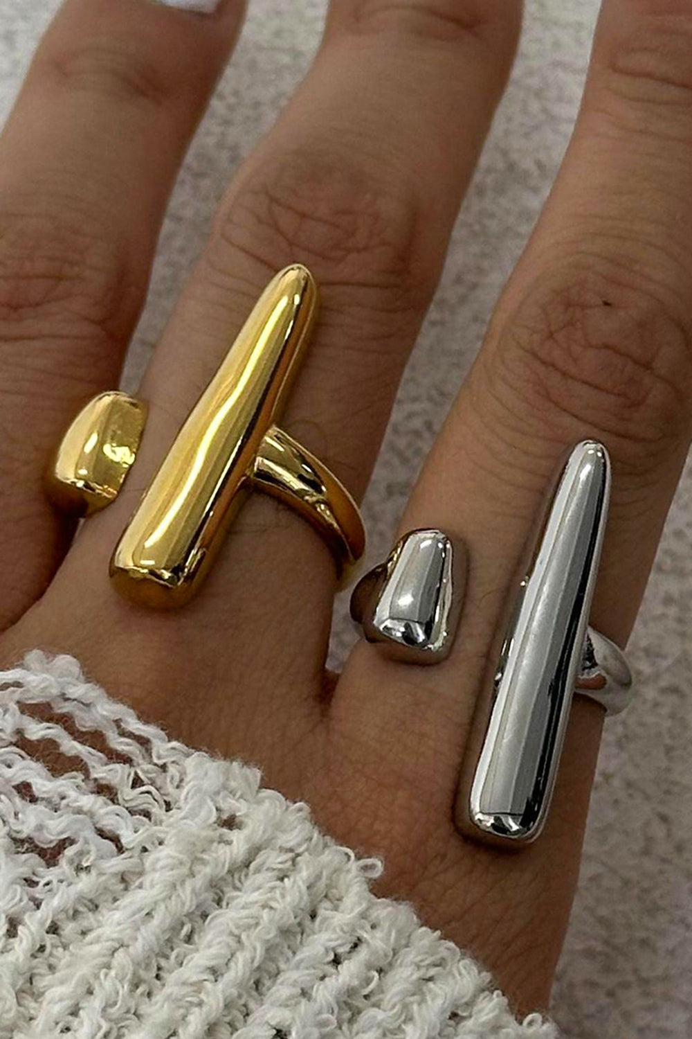 Metallic Sheen Fashionable Asymmetric Open Rings