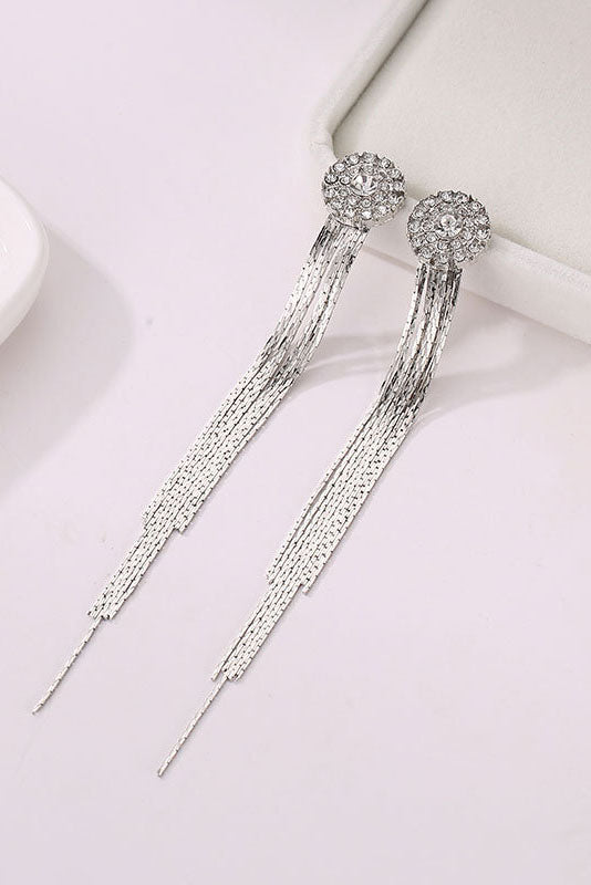 Chain Diamond Long Fringe Earrings