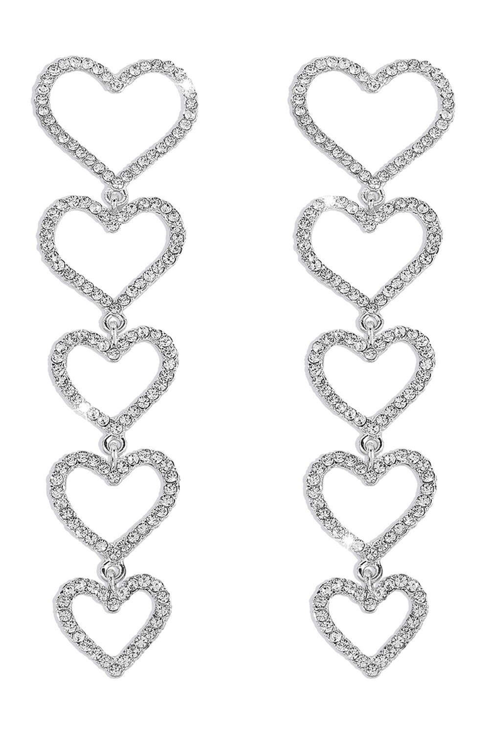 Hearts Pendants Rhinestone Decor Fashionable Dangle Earrings