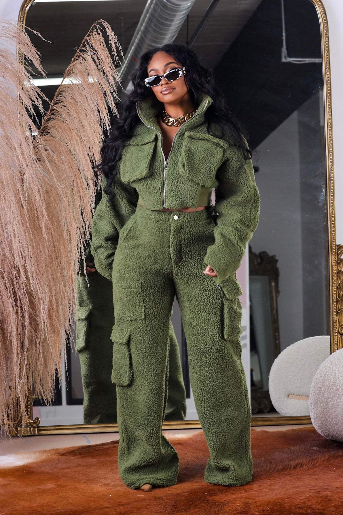 Autumn and winter wool polar fleece three-dimensional zipper suit