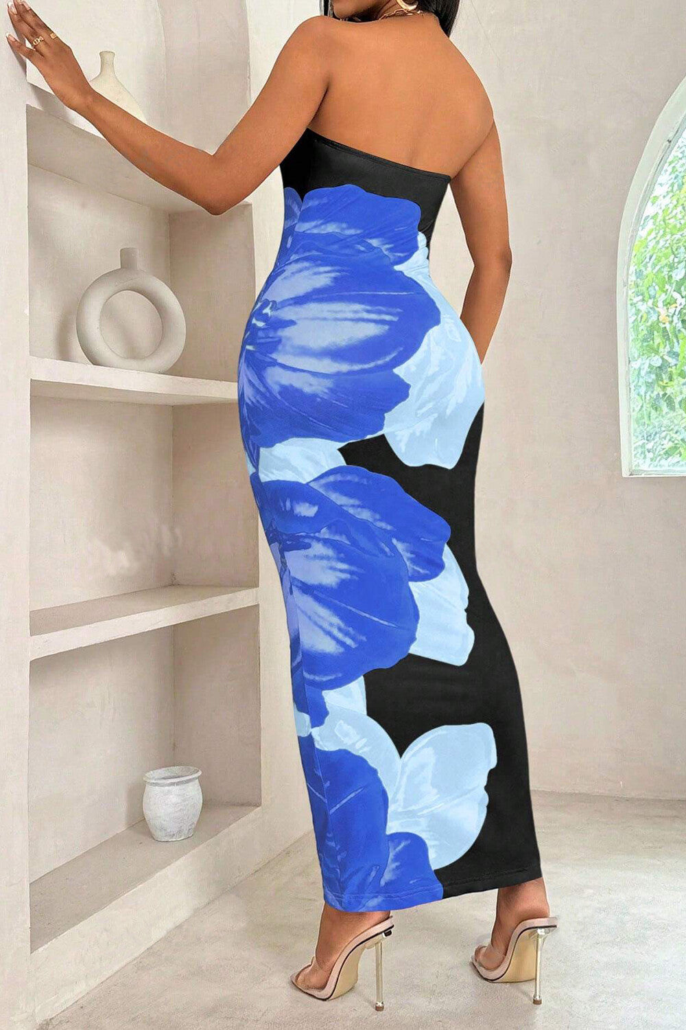 Floral Print Bodycon Maxi Tube Dresses-White