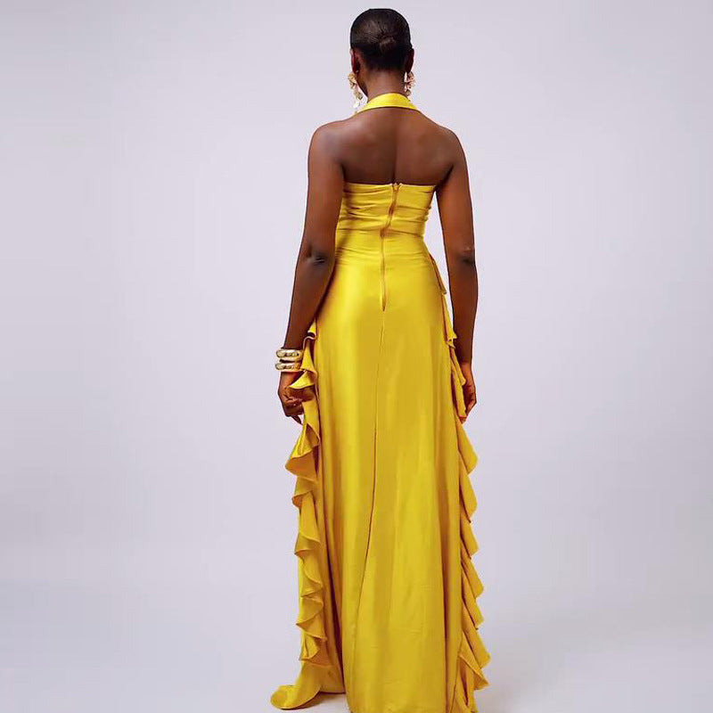 Tube Top Dress Long Dress for Women Slim Fit Ruffled Dress Women's Clothing