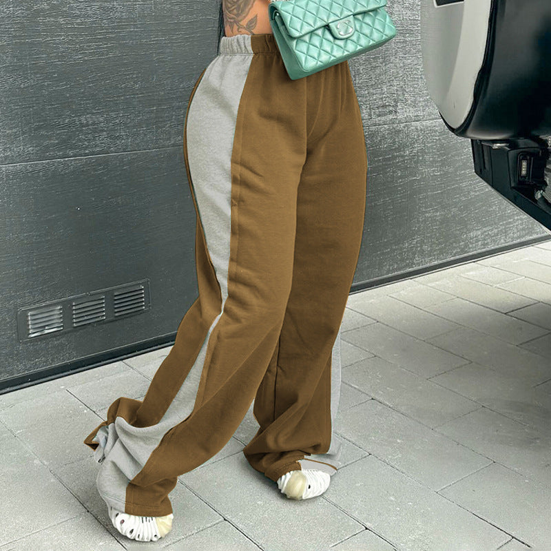 New Street Fashion Color Contrast Loose Sweatpants Casual Trousers
