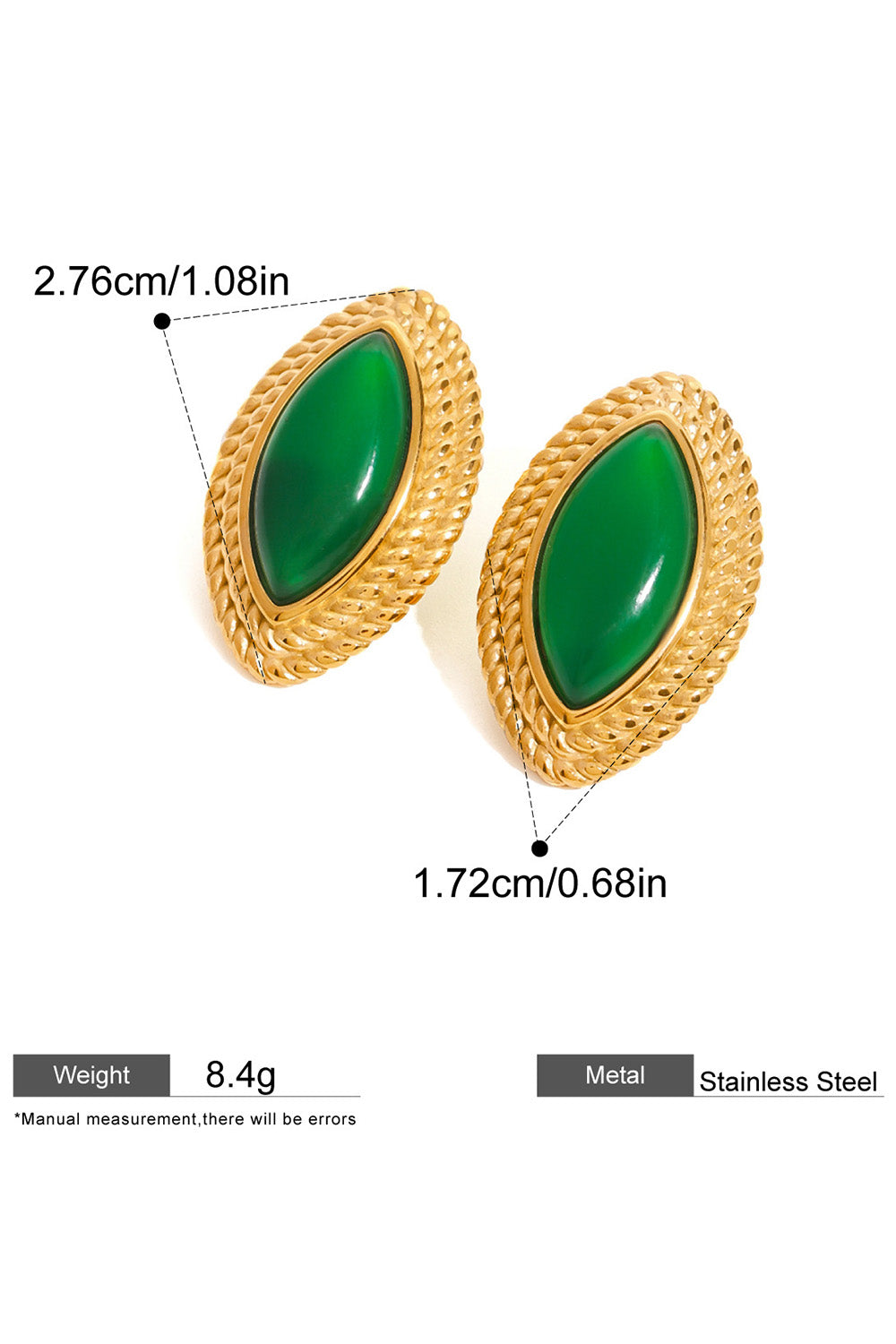 Alloy Spiral Trim Fashionable Oval Stud Earrings