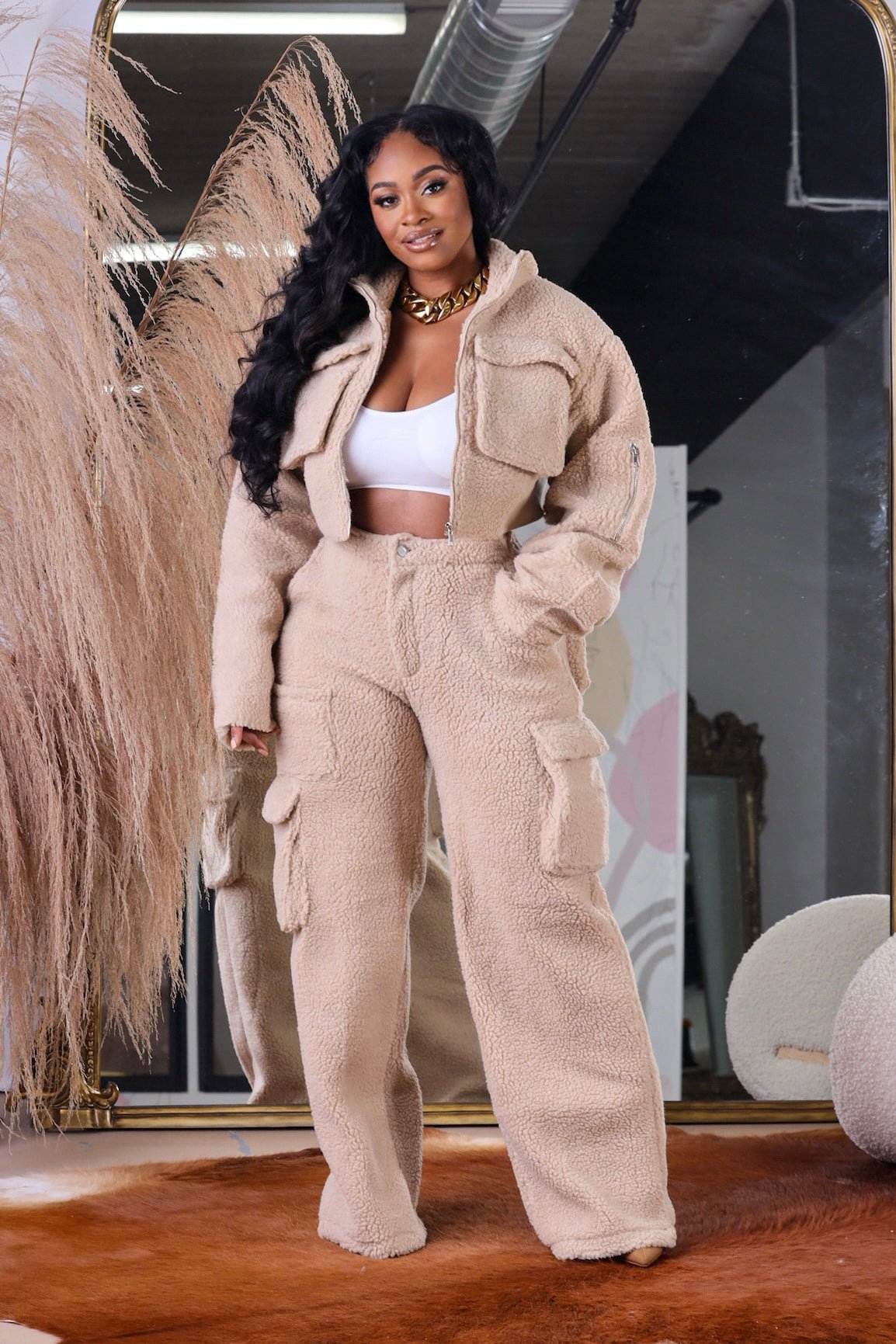 Autumn and winter wool polar fleece three-dimensional zipper suit