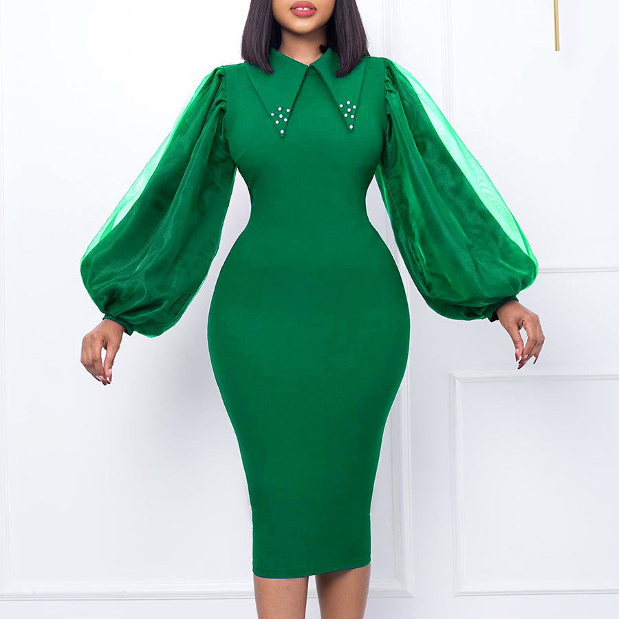 Mesh Stitching Commute Pencil Skirt Dress