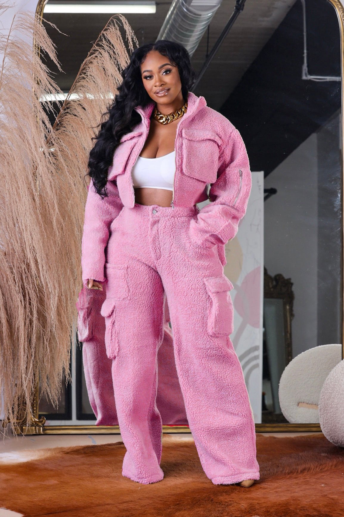 Autumn and winter wool polar fleece three-dimensional zipper suit