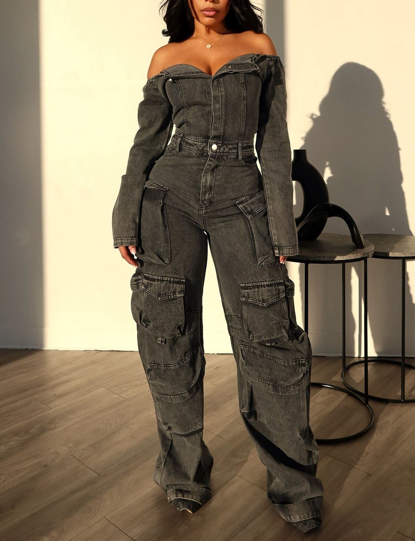 Ultimate Denim Off Shoulder Jumpsuit(⏰Free Shipping)