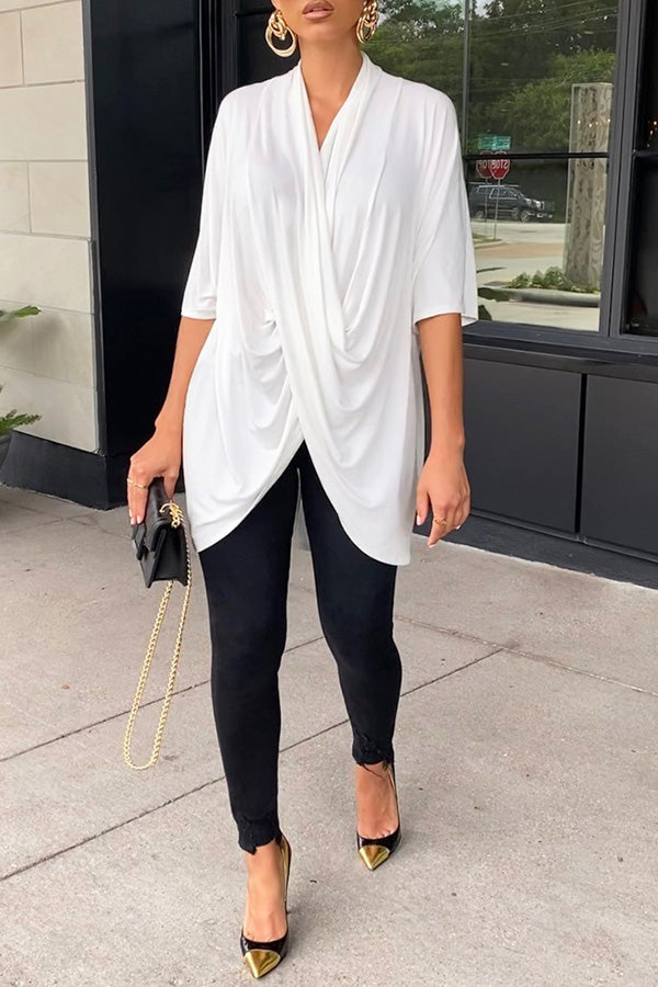 Fashion V Neck Pleated Blouses