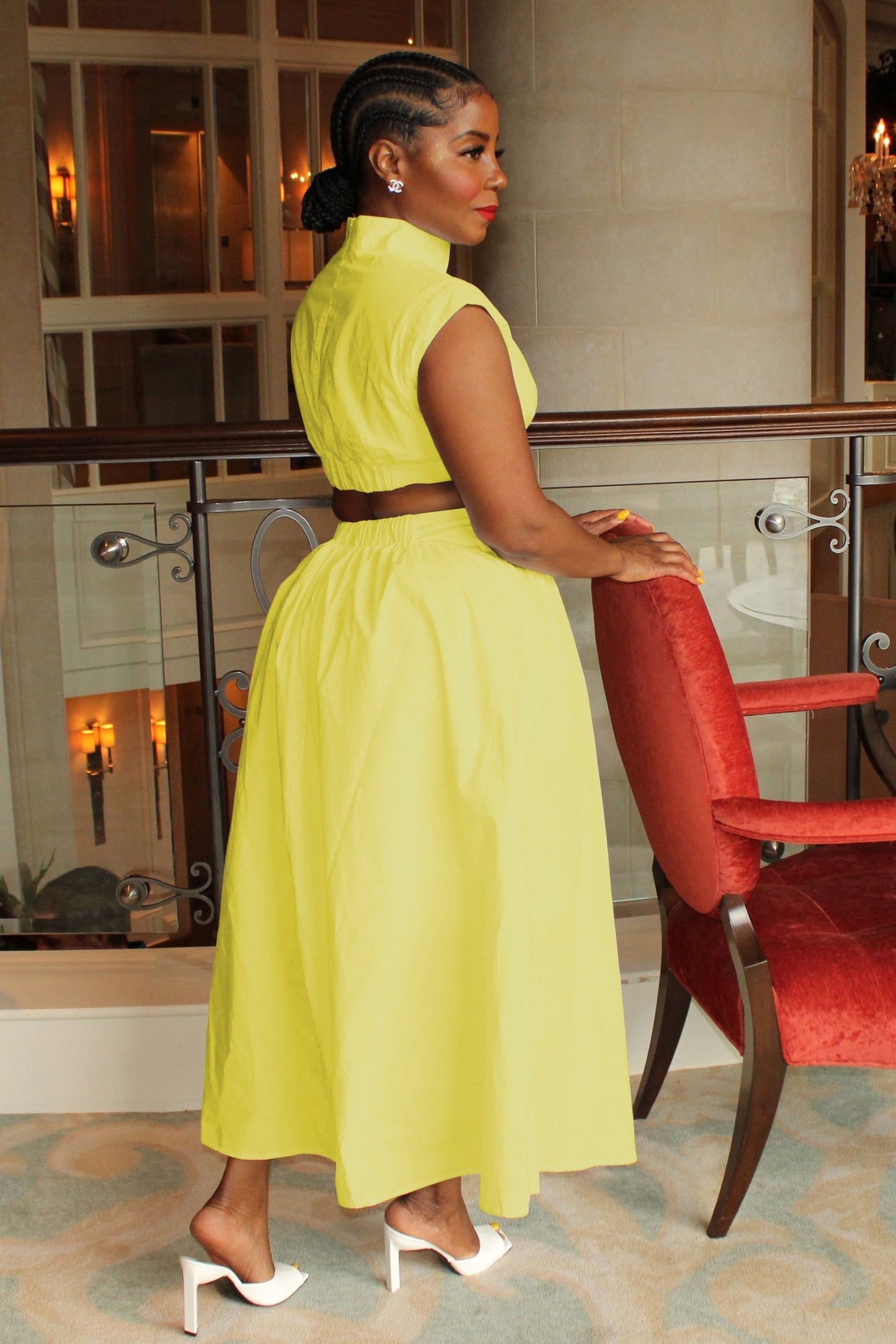 Mock Neck Sleeveless Cutout Maxi Dresses