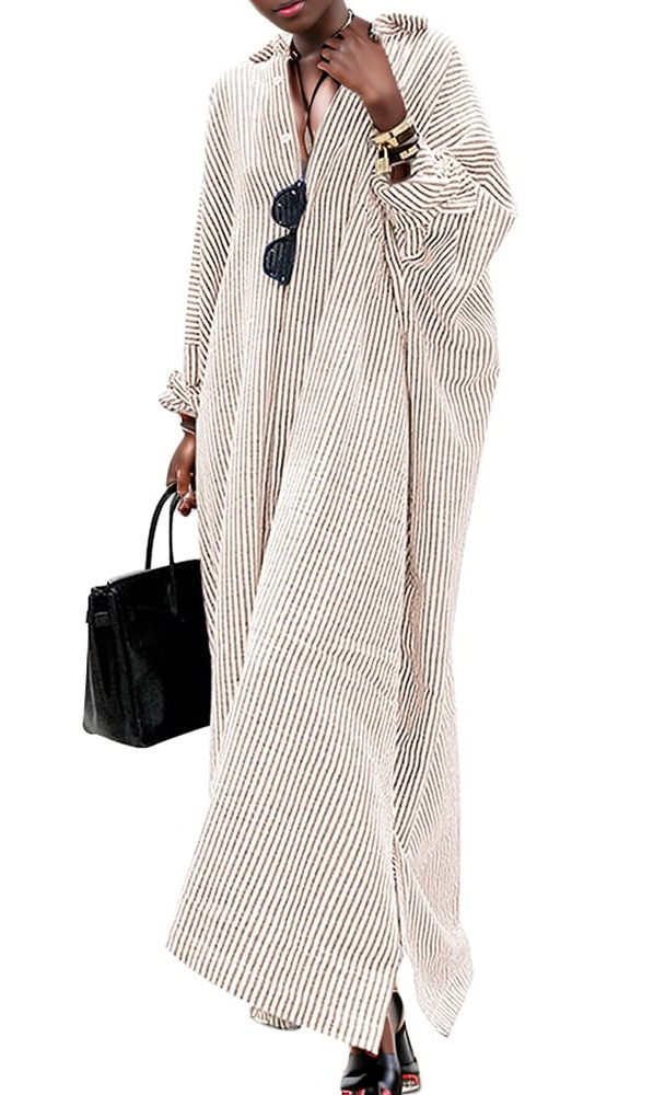 Pink Loose Casual Shirt Dress
