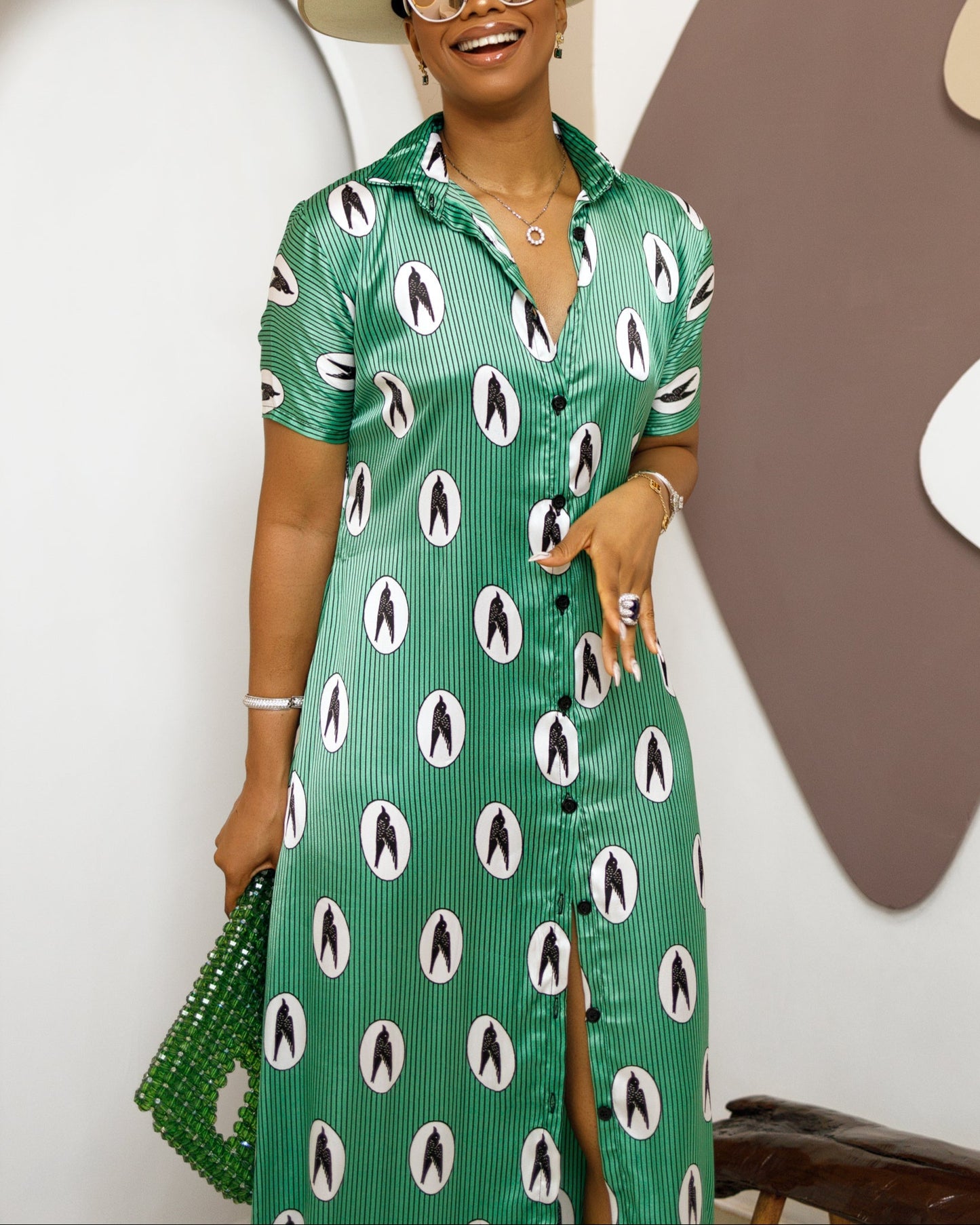 Women's Print Short Sleeve Kaftan Maxi Dress