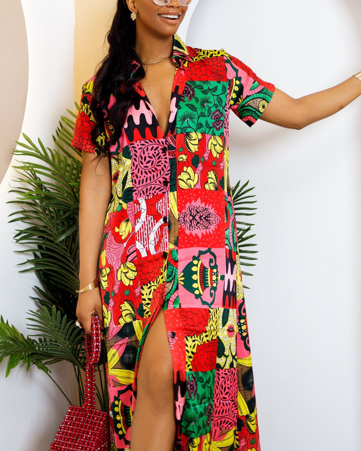 Women's Casual Print Loose Kaftan Maxi Dress