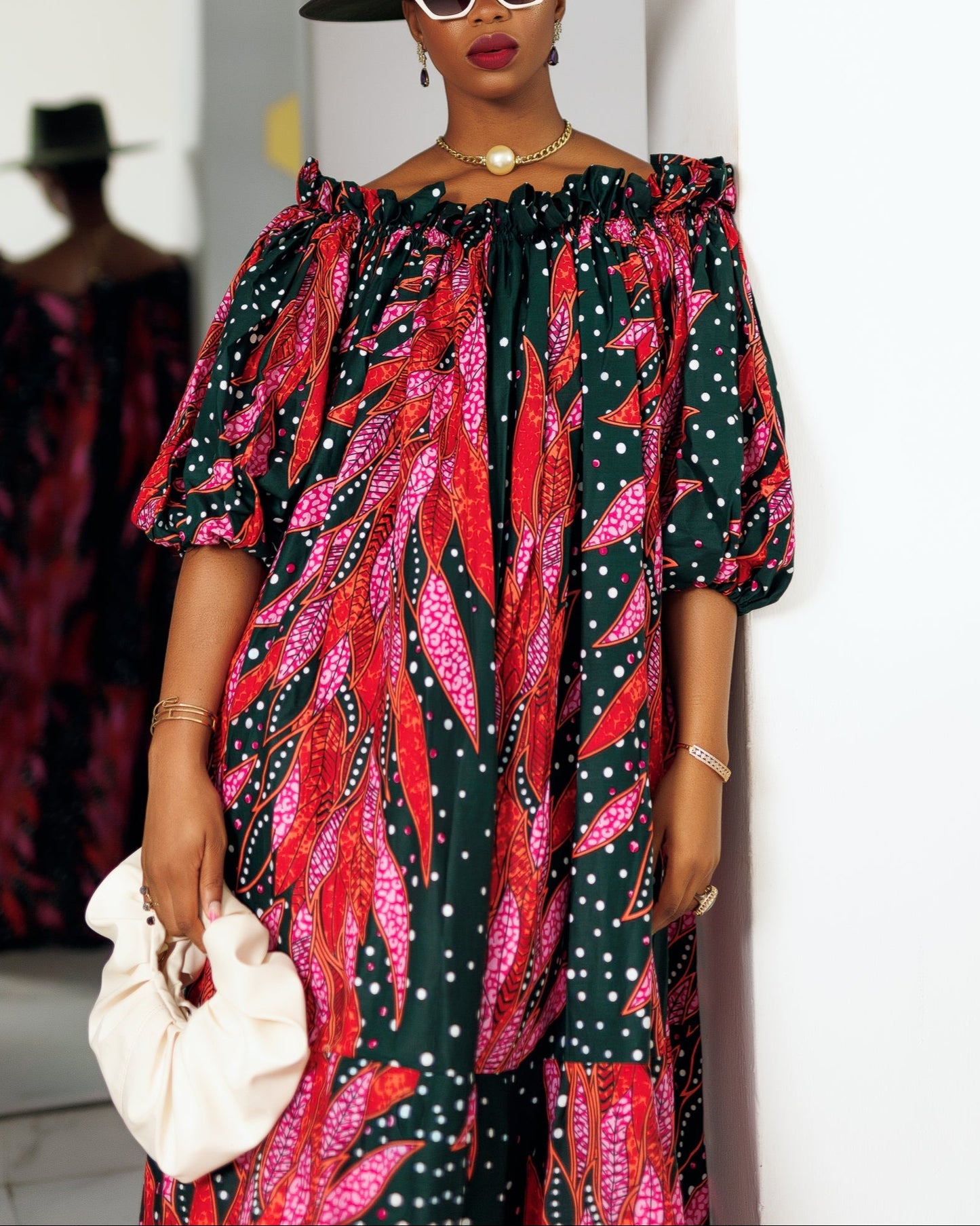 Women's Casual Print Off-Shoulder Maxi Dress