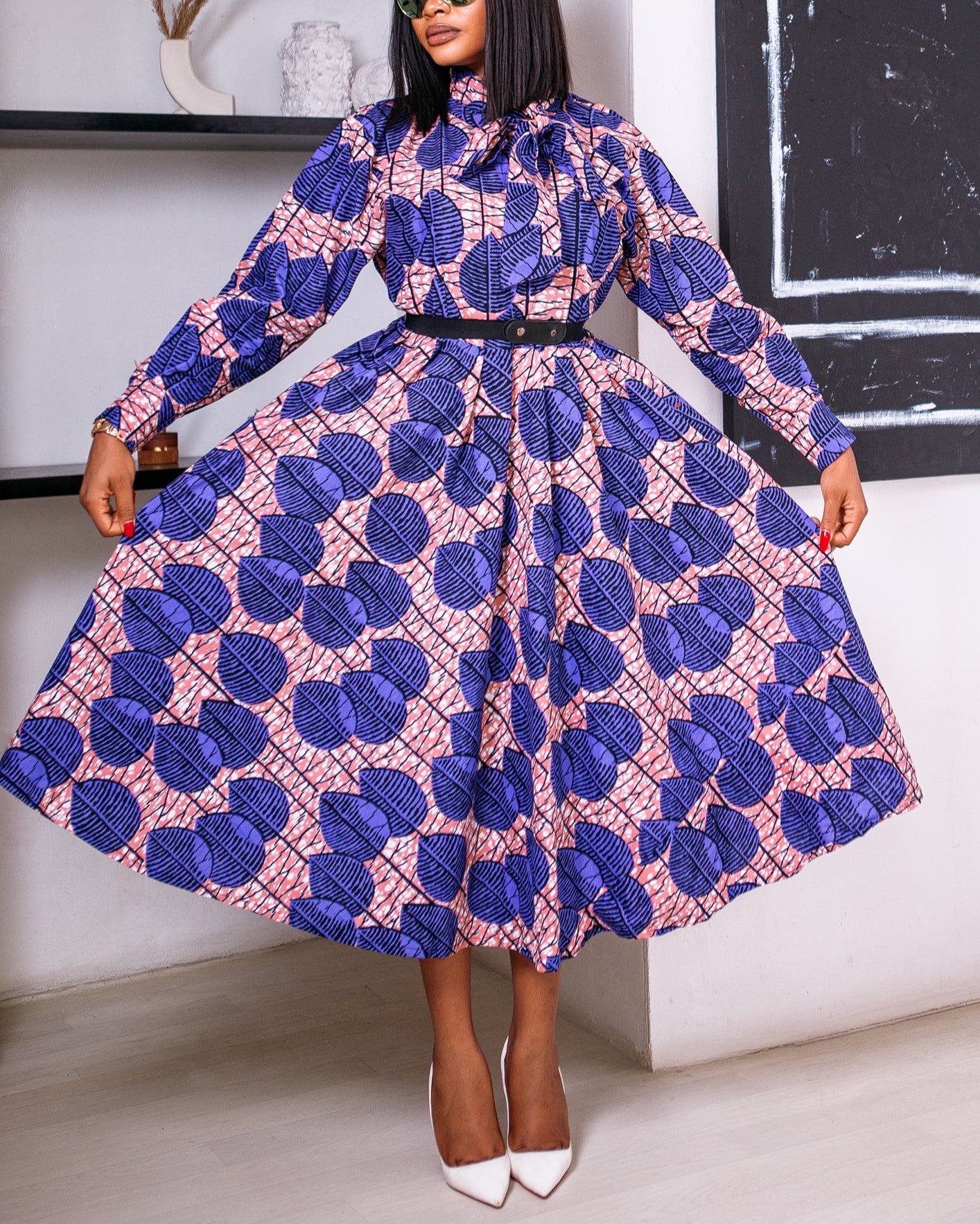 Women's Casual Print Long Sleeve Maxi Dress