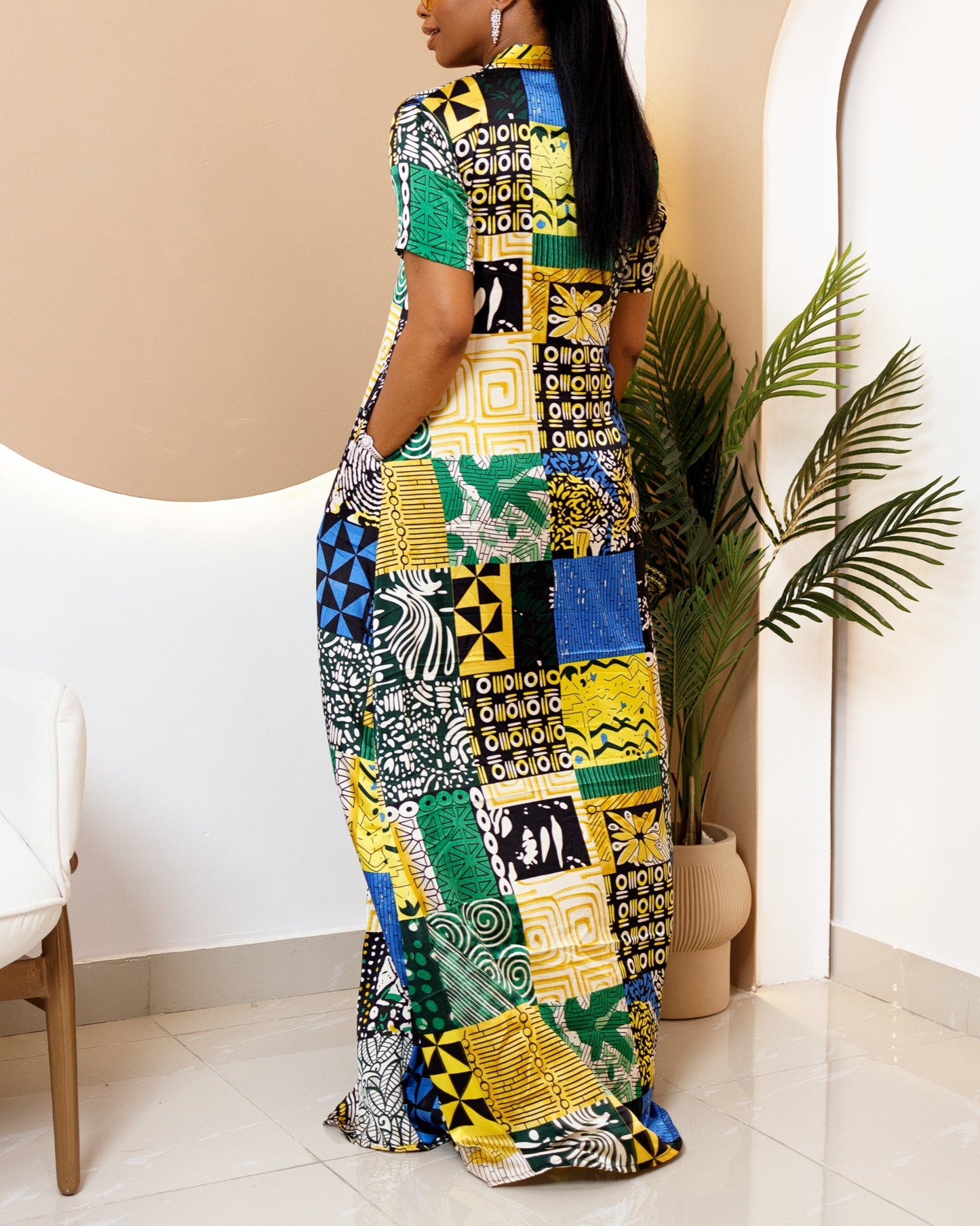 Women's Casual Print Kaftan Maxi Dress