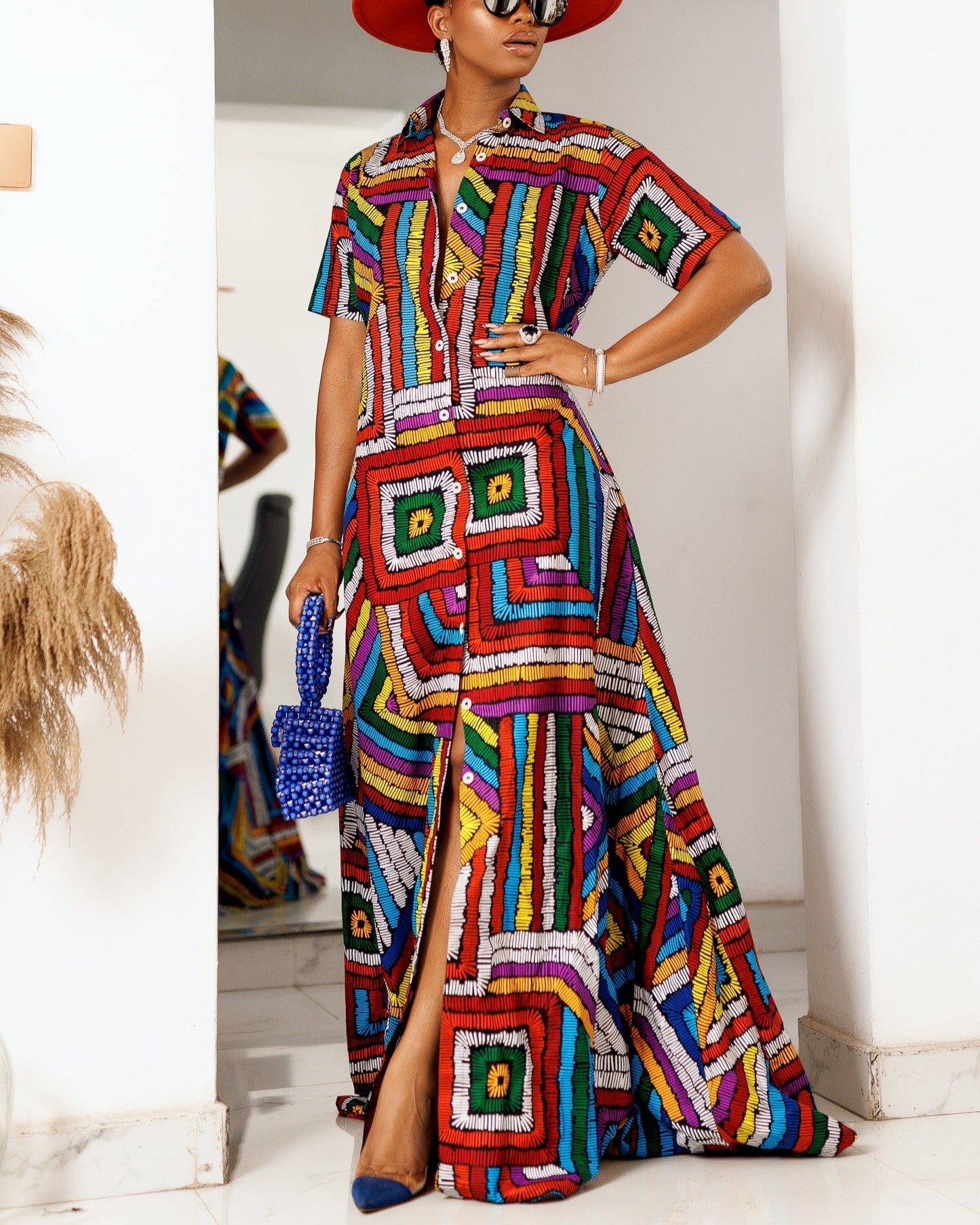 Women's Casual Print Kaftan Maxi Dress