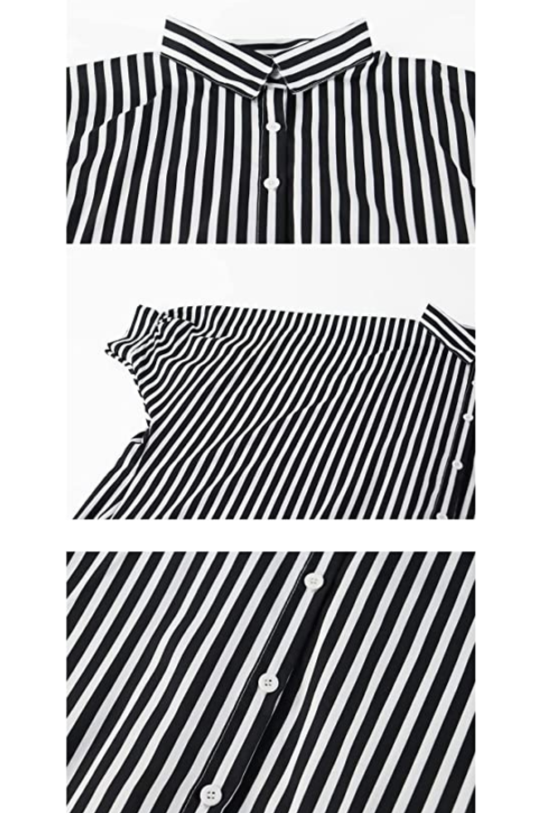 New Season Striped High Low Shirt