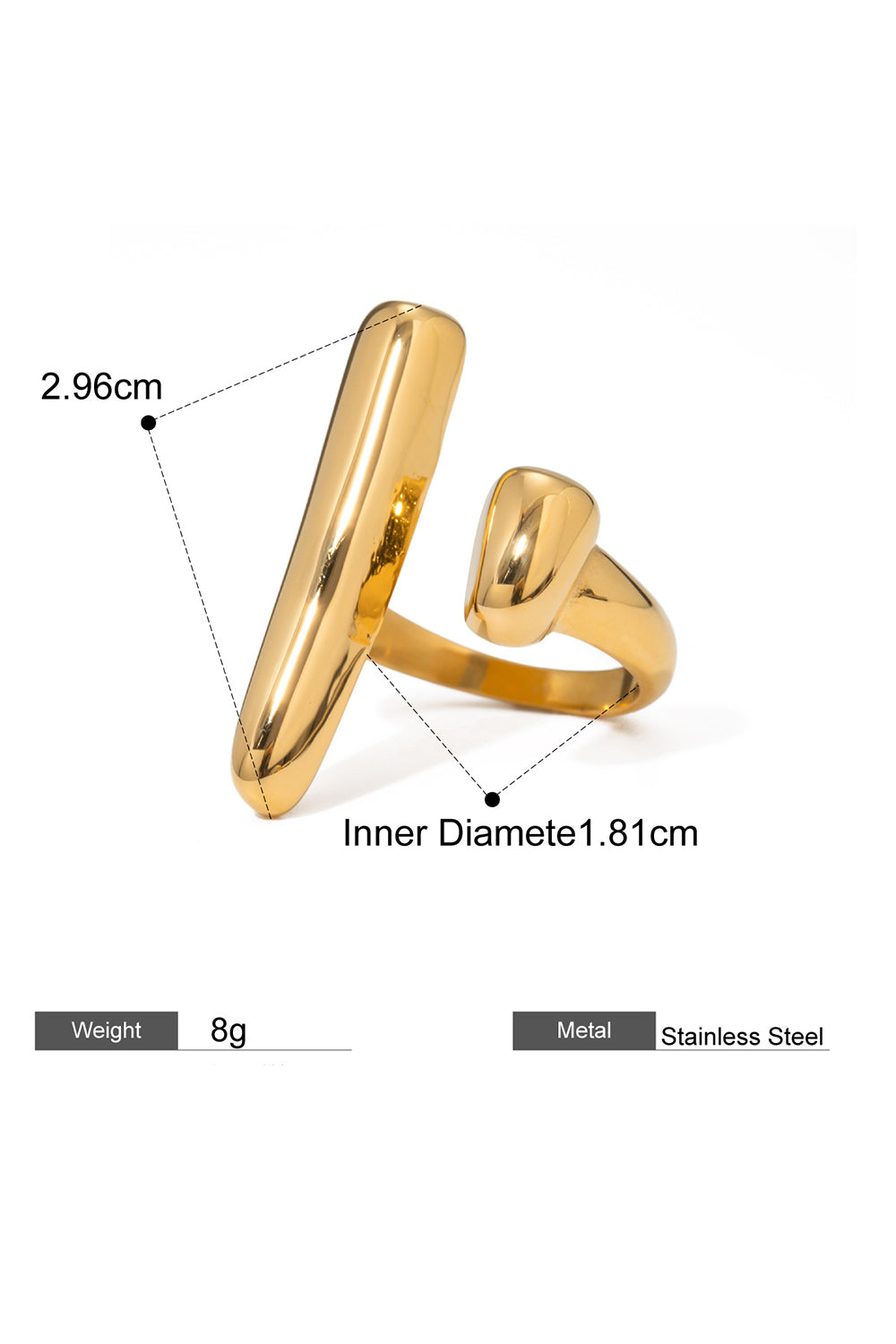 Metallic Sheen Fashionable Asymmetric Open Rings