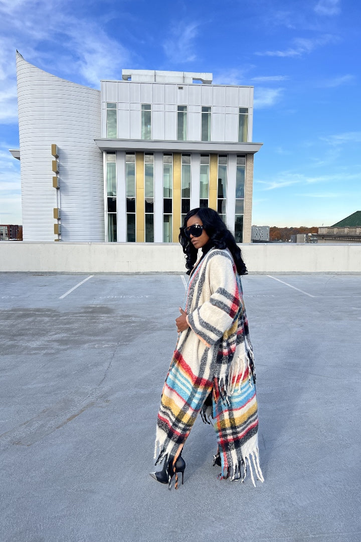 Rich Auntie Winter Open Front Long Kimono