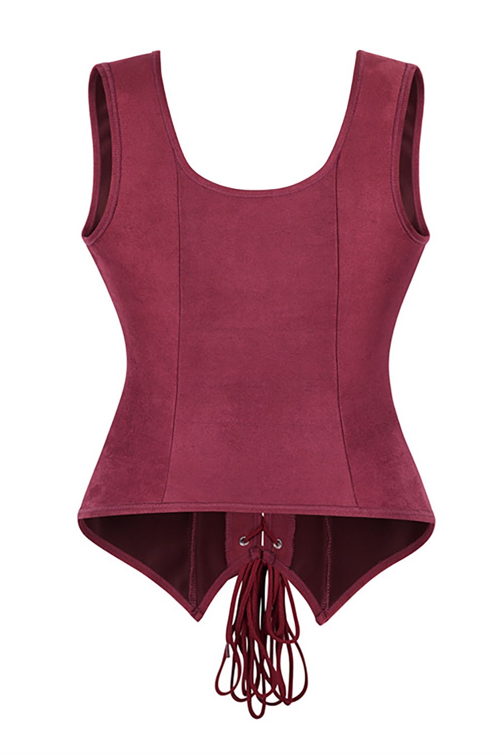 Front Lace Up Square Neck Sleeveless Corset-Brown