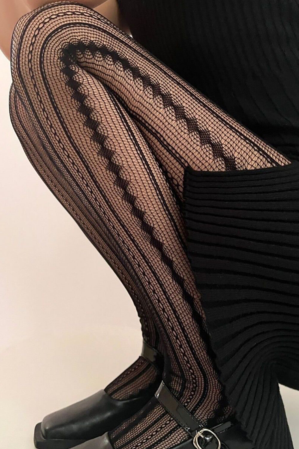 Striped Versatile Retro Thin Pantyhose-Burgundy