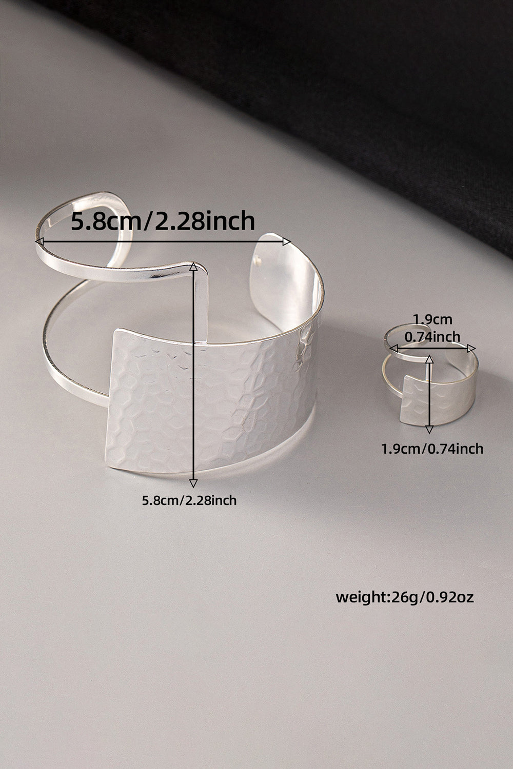 Metallic Sheen Irregular Shaped Open Cuff Bracelet Rings 2pcs Set