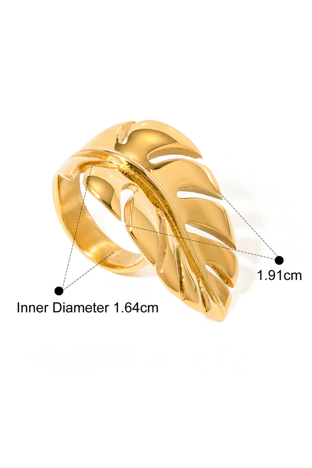 Leaf Shaped Fashionable Metallic Sheen Open Rings