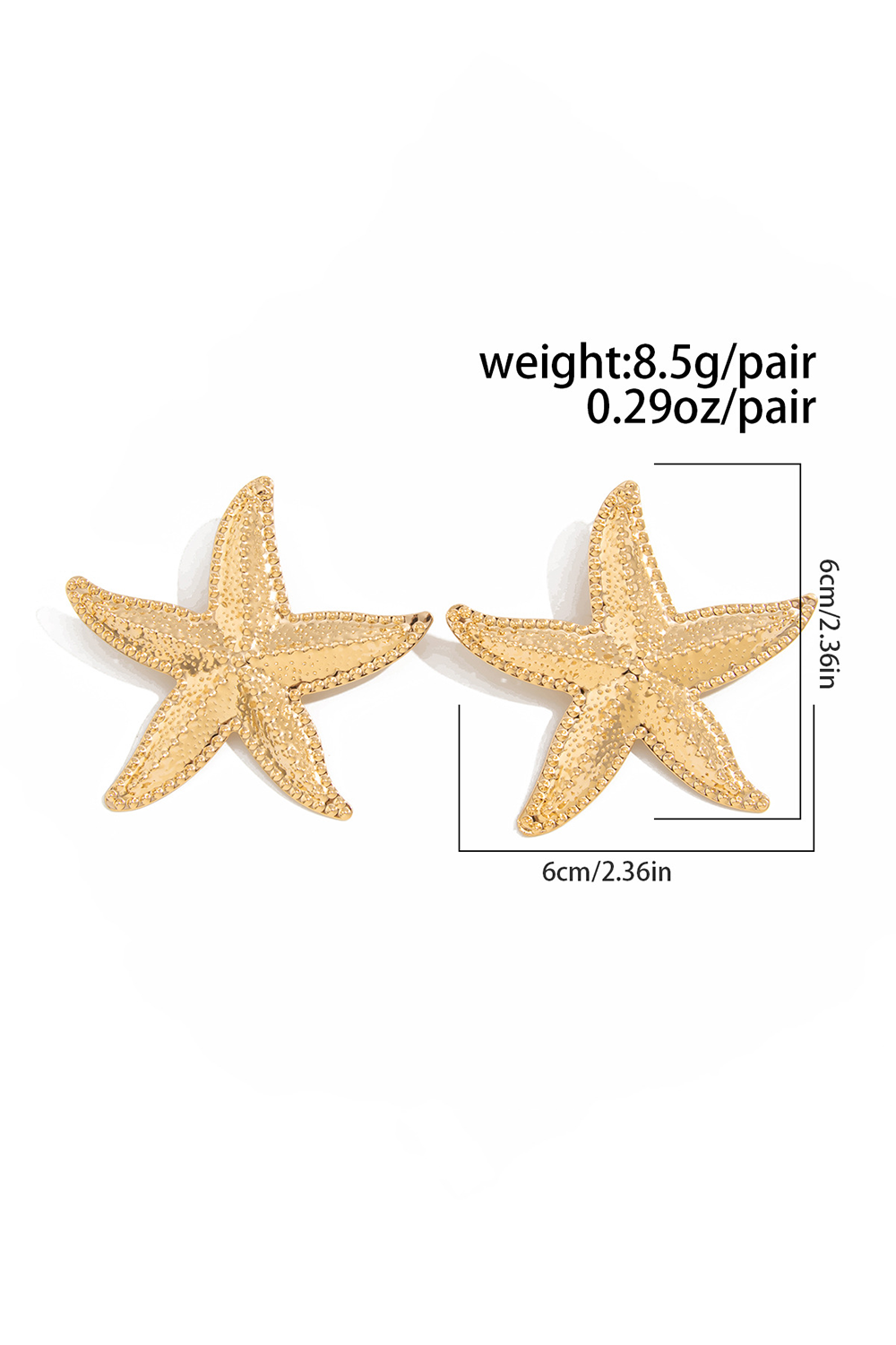 Alloy Starfish Design Vacation Oversize Stud Earrings