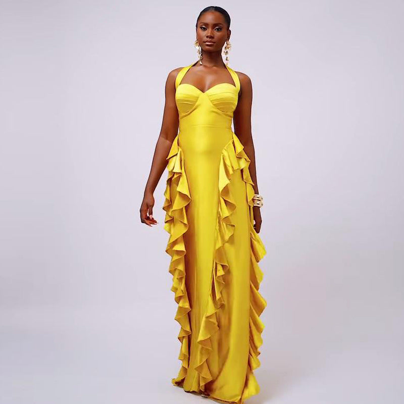 Tube Top Dress Long Dress for Women Slim Fit Ruffled Dress Women's Clothing