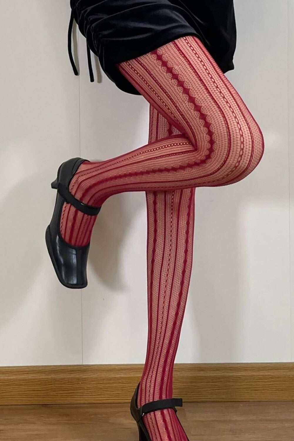 Striped Versatile Retro Thin Pantyhose-Burgundy
