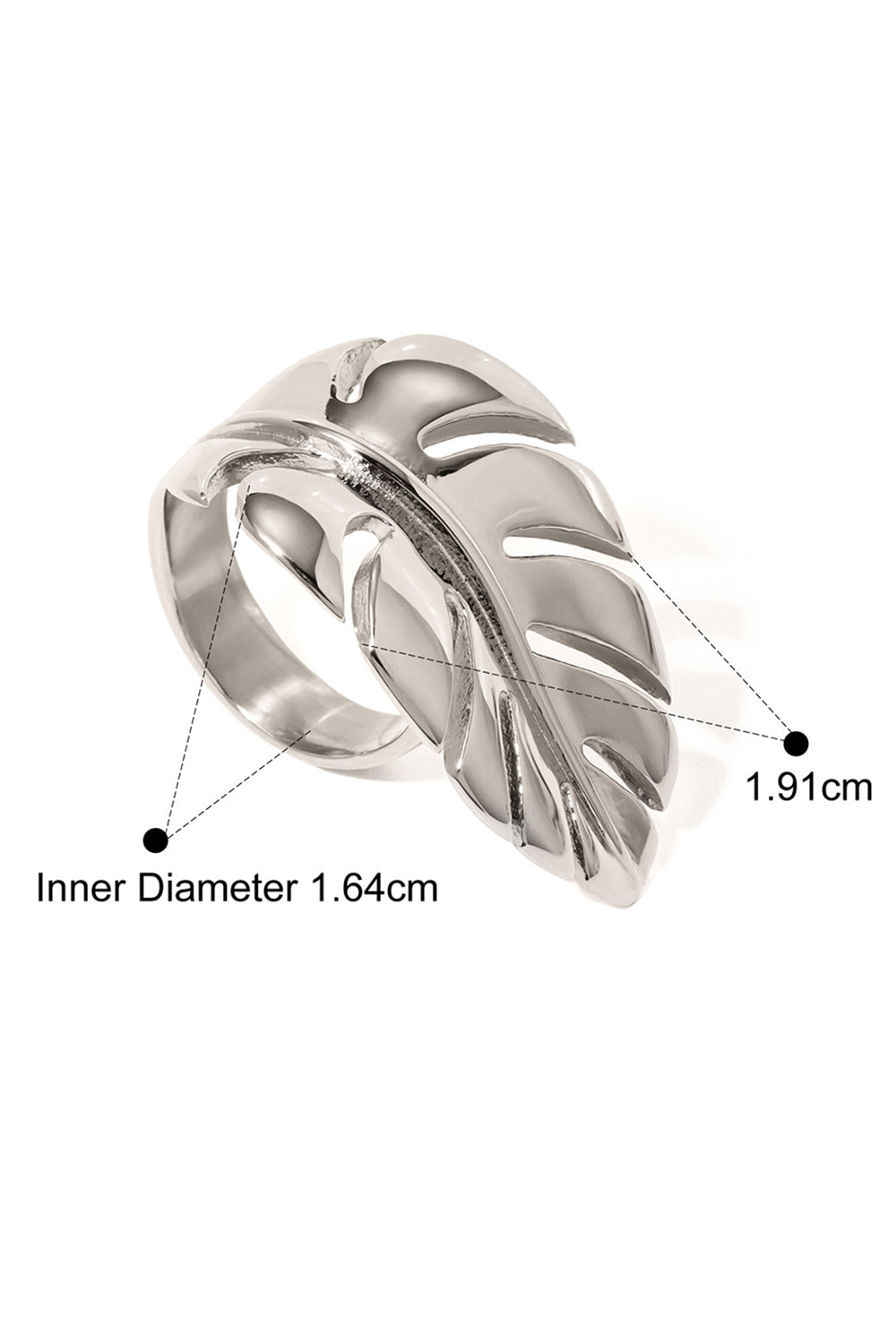 Leaf Shaped Fashionable Metallic Sheen Open Rings