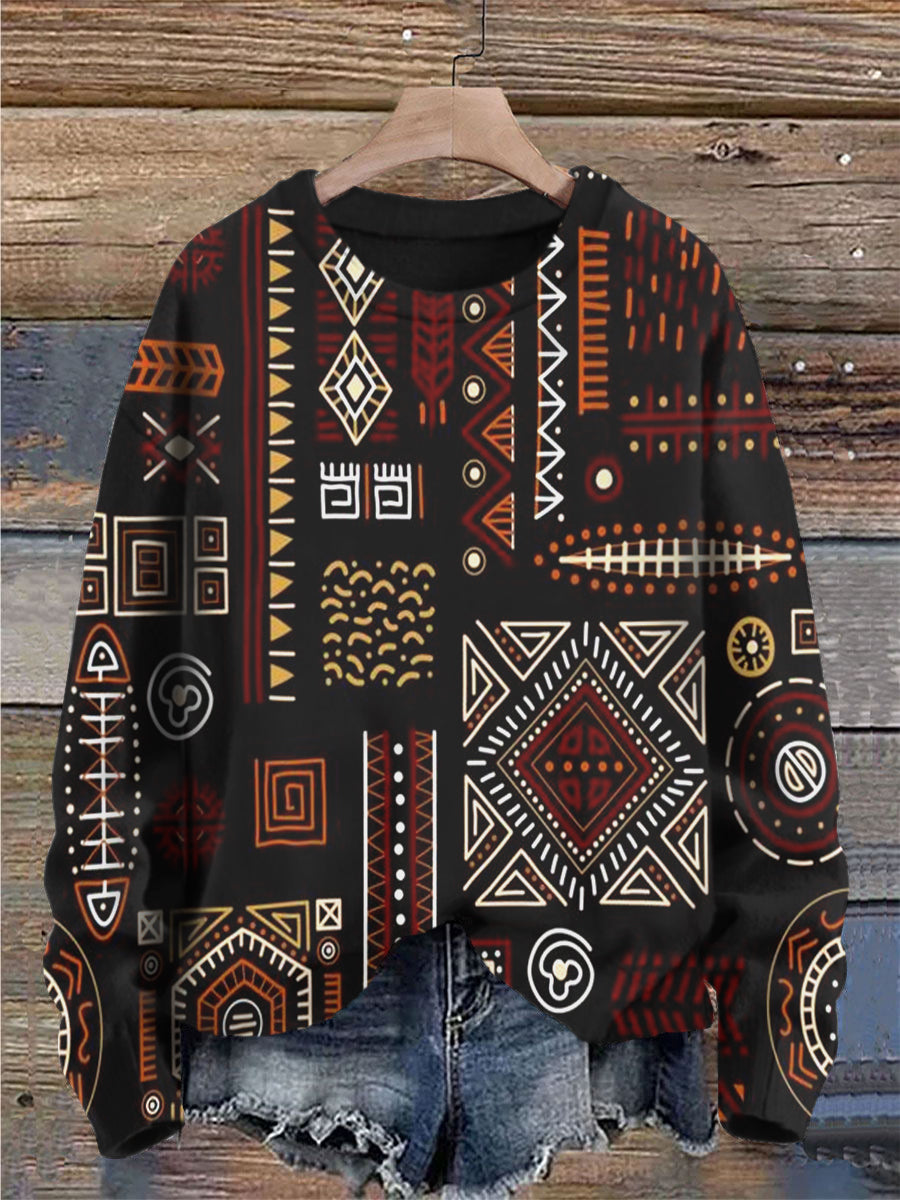 Women's African Tribal Ethnic Style Printed Casual Sweatshirt