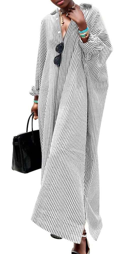 Pink Loose Casual Shirt Dress