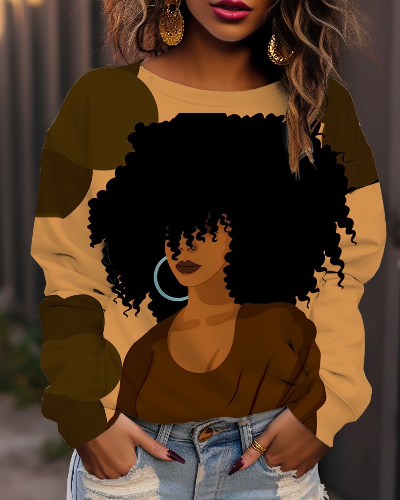 Women's Black History Queen Vintage Long Sleeve Sweatshirt