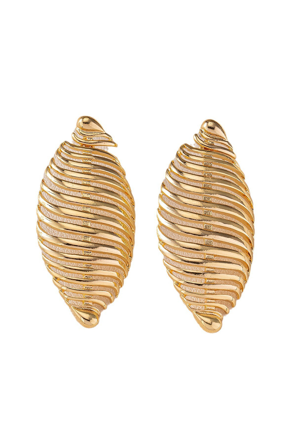 Hollow Out Leaf Shaped Metallic Sheen Dangle Earrings
