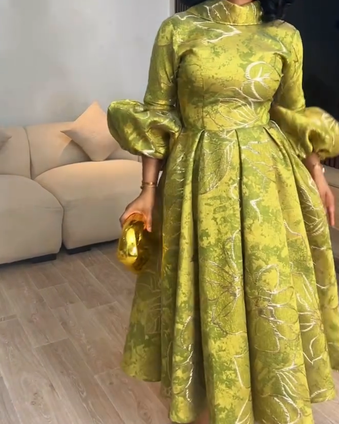 Women's Fashion Elegant Three-quarter Sleeve Midi Dress